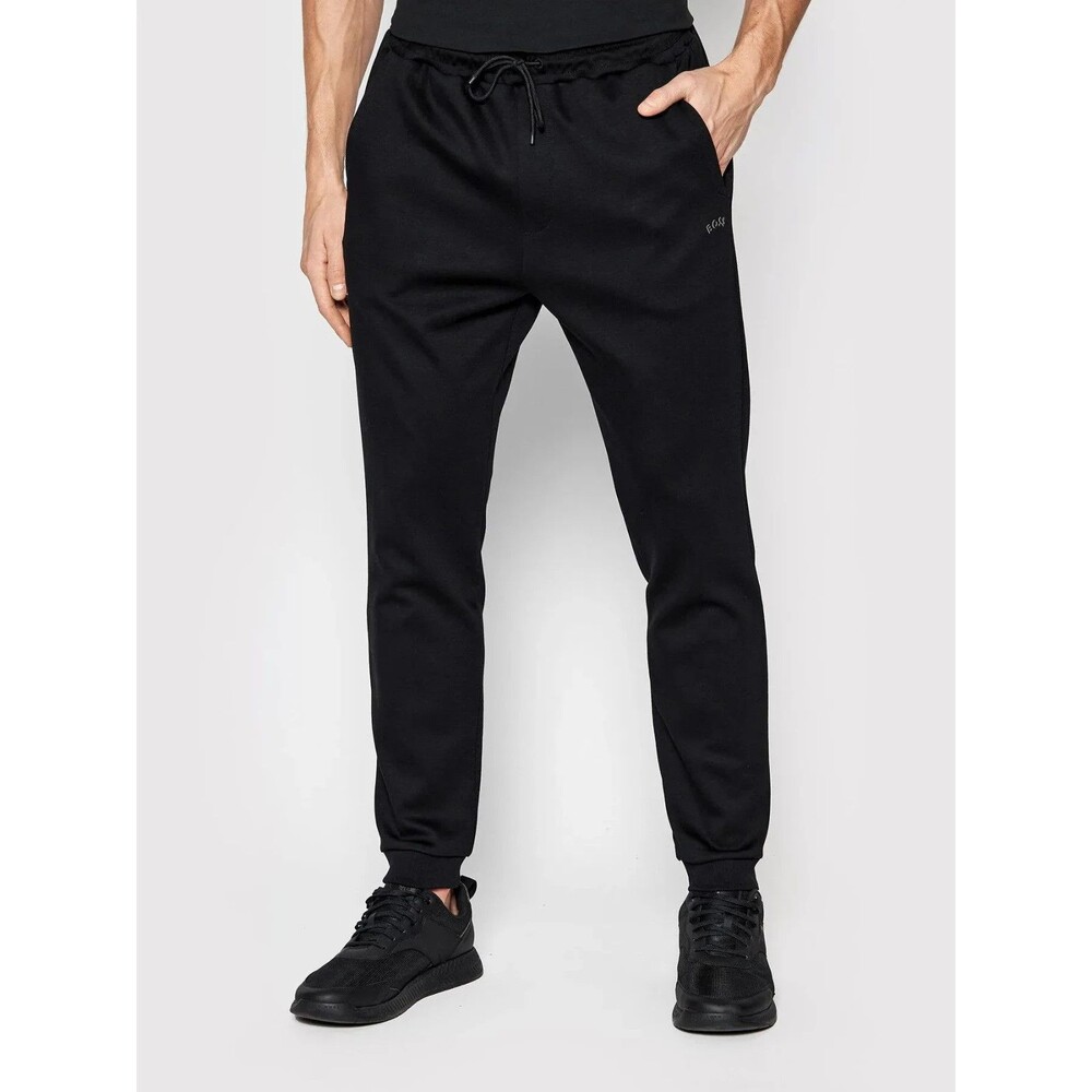 HUGO BOSS Joggers Mens XXL Black Drawstring Knit Logo HADIKO CURVED $148